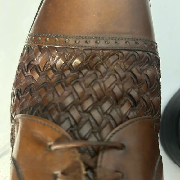 Mezlan Del Mar brown woven leather Oxford dress shoes made in Spain. Size 10 main image 4